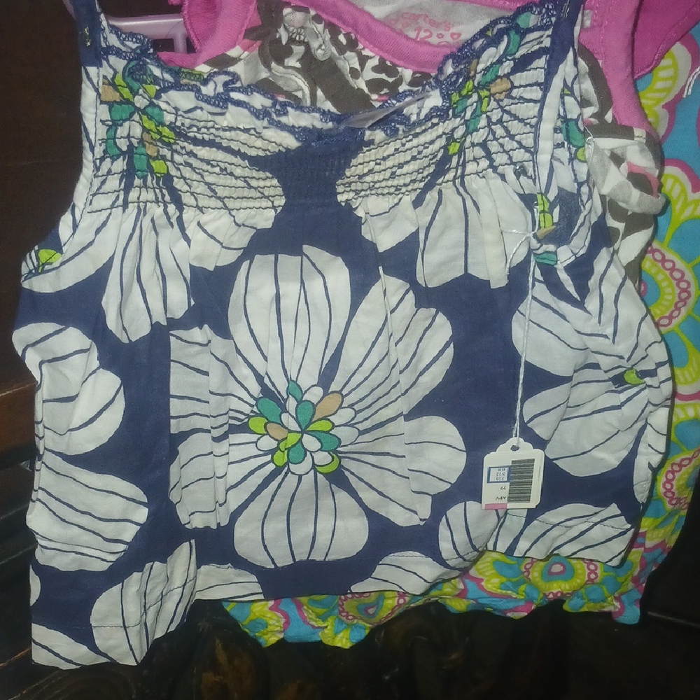 Floral Blue and White Tank Top